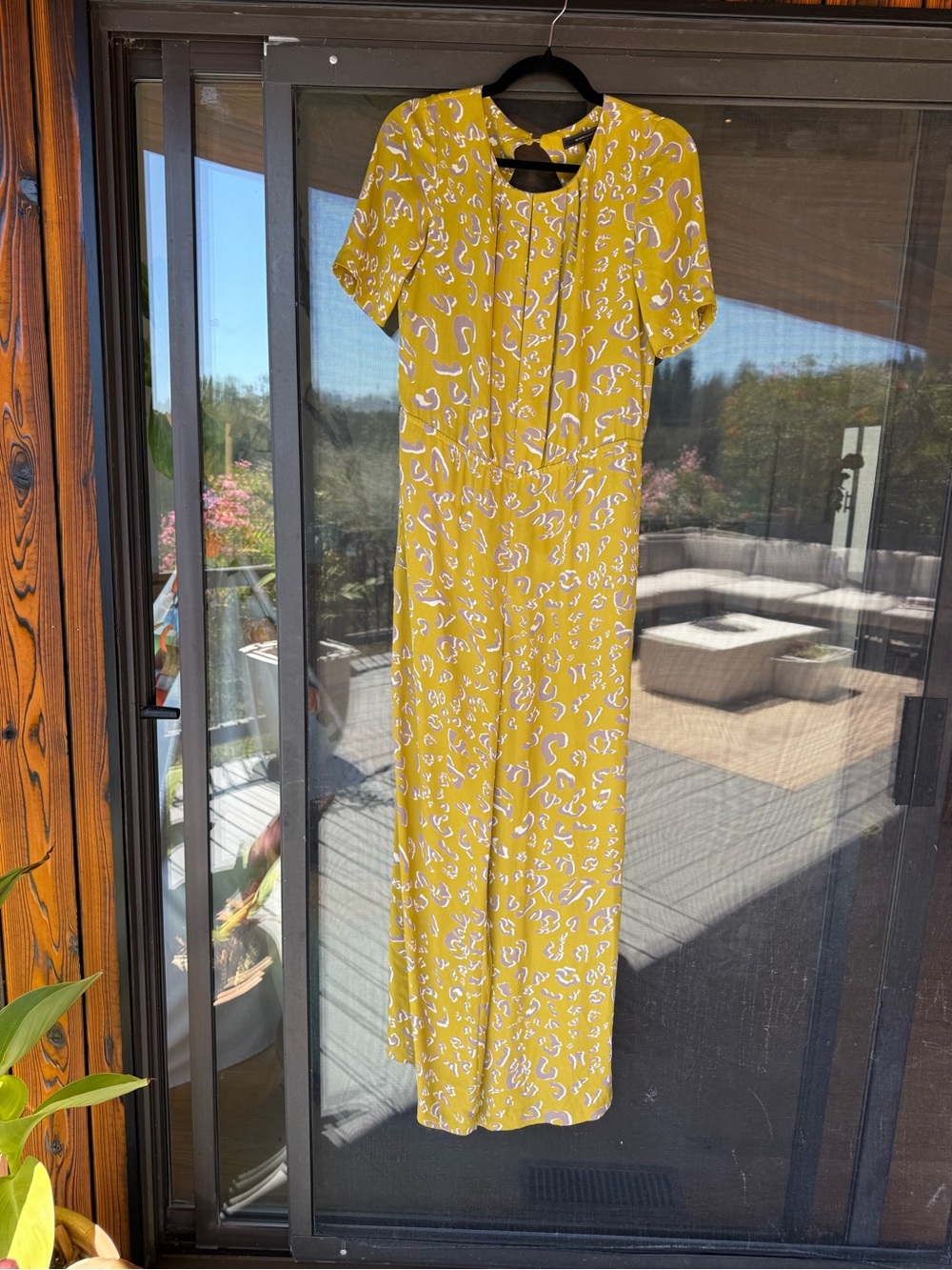 BCBGMaxAzria Mustard and White Animal Print Maxi Dress